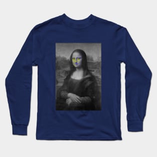 Monna Lisa Skull Interactive Yellow&Blue Filter T-Shirt #2 By Red&Blue Long Sleeve T-Shirt